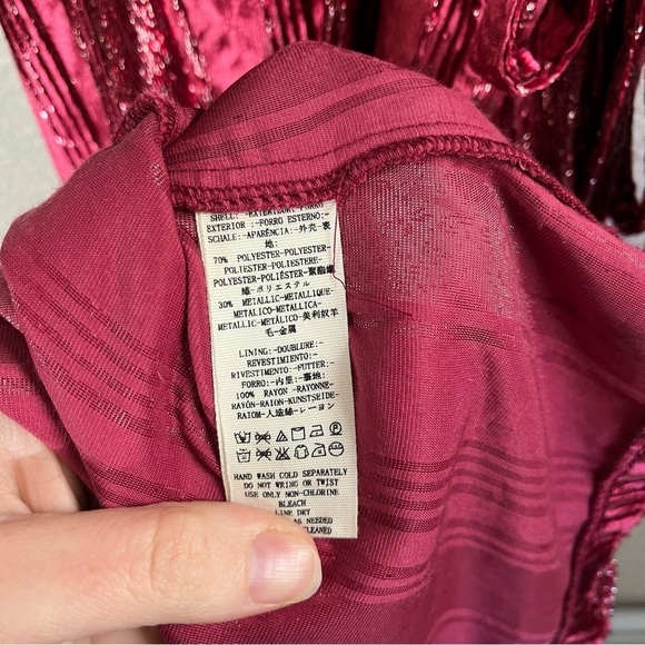 FREE PEOPLE Kara Metallic Red Velvet Short Sleeve Wrap Maxi Dress - Picture 11 of 12